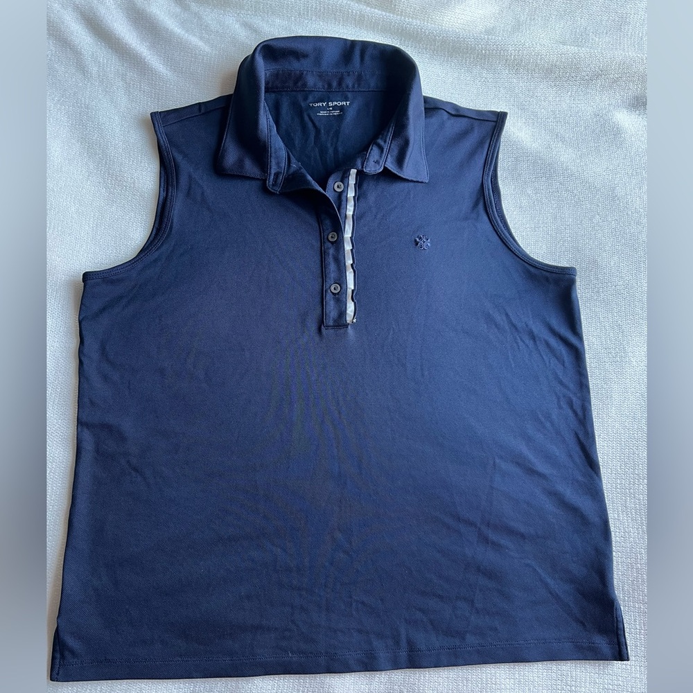 Tory Sport Dark Blue Sleeveless Polo